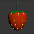 Fresh Red Strawberry With Green Leaves And Yellow Seeds On Dark Background