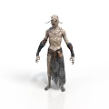 Woman Fantasy Character With Horns Textured Skin Decorative Skirt And Arm Bands
