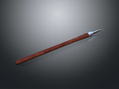 Elegant Traditional Weapon With Smooth Wooden Handle And Sleek Metal Tip Showcasing Fine Craftsmanship 3d model