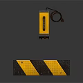 Yellow Welding Machine and Yellow Black Speed Bump on Dark Background 3d model