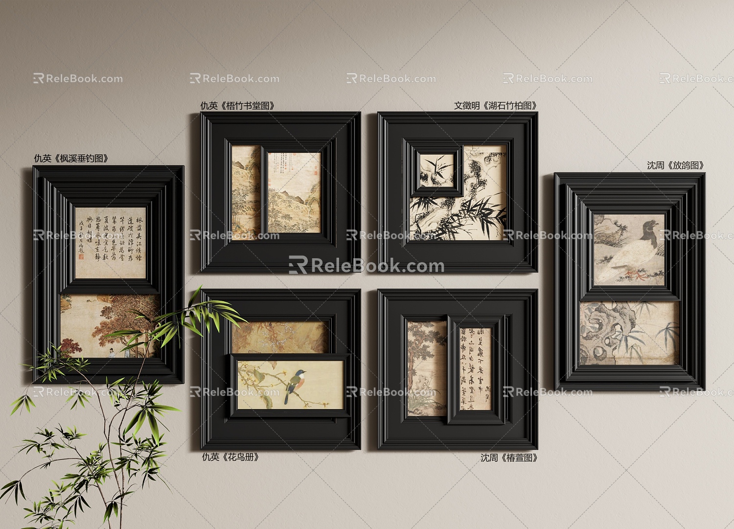 Youxiong Hotel Middle Ancient Hanging Painting Frame Art Device Photo Wall Song Style Pangxi 3d model