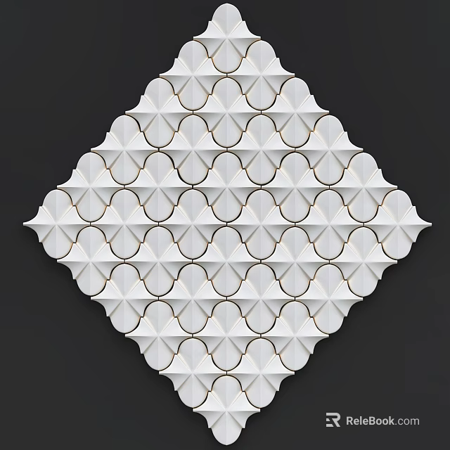 Modern Decorative Wall Tiles With Diamond Pattern And White Gold Accents 3d model