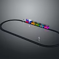 Electric Toy Train Set With Circular Track And Colorful Carriages For Kids Play