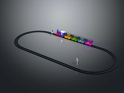 Electric Toy Train Set With Circular Track And Colorful Carriages For Kids Play 3d model