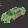 Silver Sports Car with Streamlined Body Yellow Wheels and Modern Futuristic Design