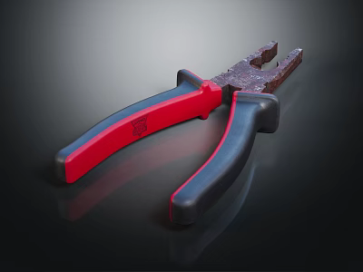 Professional Hardware Tools Multifunctional Pliers With Red Black Handle Grip 3d model