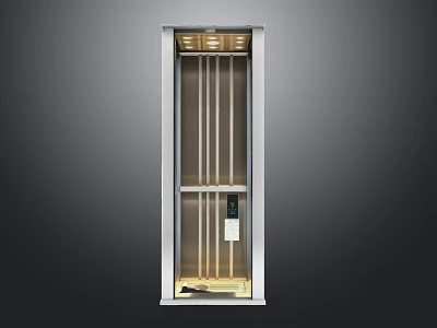 Modern Public Facility Elevator With Glass Doors And Metal Frame Interior Lighting Control Panel 3d model