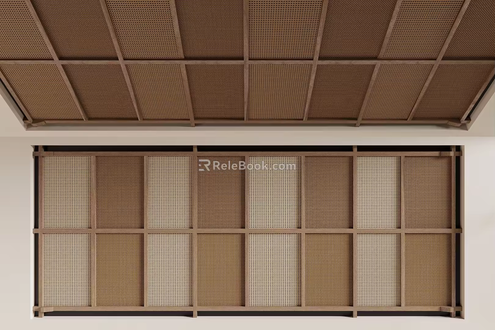 Rattan Wall Panel Decorative Panel Screen Partition Door Panel 3d model