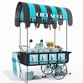Gift Shop Mobile Cart With Blue Black Canopy And Gift Boxes Decorations