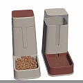 Automatic Pet Feeder in White and Pink Design with Food Storage Container and Bowl