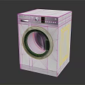 Modern White Front Loading Washing Machine With Digital Display Control Panel 3d model