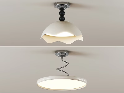 Modern Ceiling Light Designs With Petal Shaped Circular Lampshade And Spiral Connector 3d model