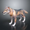 Detailed Wolf Game Movie Character With Realistic Brown Gray Fur Standing Pose