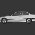Silver Classic Coupe With Shiny Exterior Reflective Surface And Leather Interior 3d model