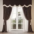 Modern Fabric Curtain Color-block Curtain 3d model