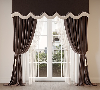 Modern Fabric Curtain Color-block Curtain 3d model