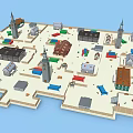 Ancient Town Architectural Layout With Historical Buildings Towers And Traditional Houses