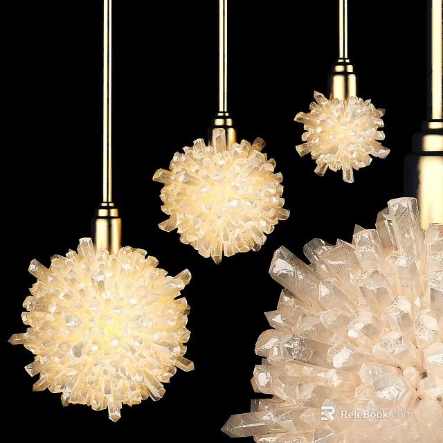 Elegant Modern Crystal Pendant Lights With Spherical Glowing Design And Clustered Crystals 3d model 