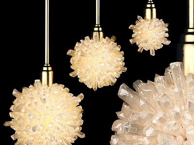 Elegant Modern Crystal Pendant Lights With Spherical Glowing Design And Clustered Crystals 3d model