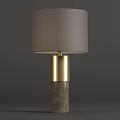 Modern Table Lamp with Grey Lampshade Gold Metal Accent and Marble Base