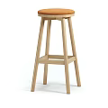 Simple Design Natural Wood Bar Stool With Round Seat Four Legs And Crossbar