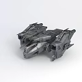 Advanced Technology Exhibition Hall Featuring Futuristic Metallic Spaceship With Mechanical Structure