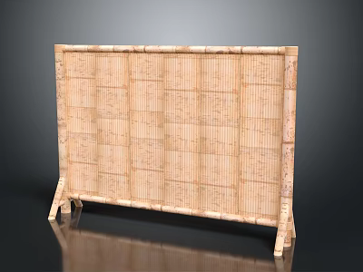 Traditional Chinese Bamboo Partition With Woven Texture And Simple Stand Structure 3d model