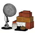 Decorative Ornament Set With Gray Ball Stacked Wooden Boxes Small Jar Gourd Decor And Base