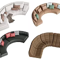 Modern Curved Sofa Designs In Various Colors With Decorative Pillows 3d model