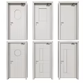 Black Swing Doors With Circular And Rectangular Glass Panels For Interior Use