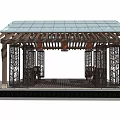 Traditional Chinese Pavilion Featuring Wooden Structure Tile Roof Carved Railings And Outdoor Seating Area