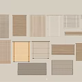 Various Styles of Window Blinds Displayed on Wall with Different Designs