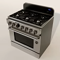 Stainless Steel Gas Stove Oven Combination Kitchen Appliance With Multiple Burners And Knobs