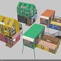 Colorful Modern Container Buildings with Vibrant Exteriors and Small Commercial Retail Spaces