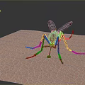 Detailed Mosquito Biting Human Skin With Red Droplet And Green Eyes