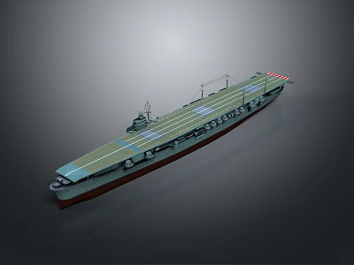 Aircraft Carrier 3D Model Featuring Flight Deck Runway and Structure on Gray Background 3d model
