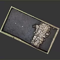 Brown Rectangular Decorative Basin With Water And Pebble Stones As Garden Feature
