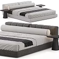 Modern Minimalist Double Bed Design With Upholstered Headboard And Bedside Tables