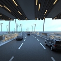 Under the bridge of modern road 3d model