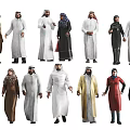 Group of People Wearing Traditional Middle Eastern Attire with Diverse Colors and Styles