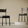 Modern Dining Chairs With Woven Backrest Black Legs And Upholstered Seat