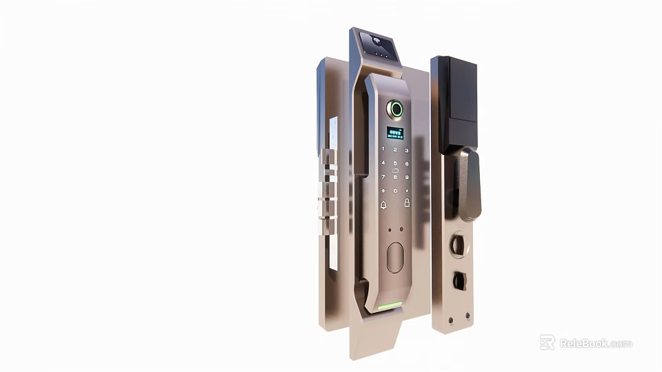 Smart Digital Door Lock With Fingerprint Recognition Password Keypad And Camera 3d model 