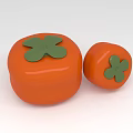 Orange Inflatable Persimmon Shaped Decorations With Green Leaf Accents 3d model