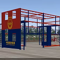 Fire Station Multi Level Training Structure Red Blue Steel With China Fire Rescue Logo