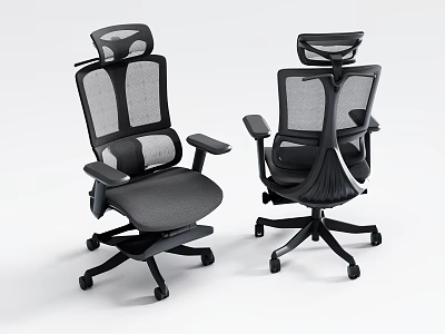 Ergonomic Office Chair With Mesh Back Headrest Adjustable Armrests And Swivel Base 3d model