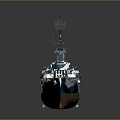 3D Rendered Large Battleship With Blue Hull Brown Deck And Multiple Main Turrets