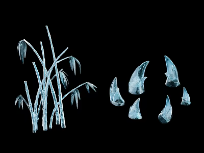 Modern Transparent Landscape Sculpture With Reed Like Structures And Shell Shaped Elements 3d model