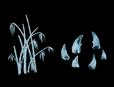 Modern Transparent Landscape Sculpture With Reed Like Structures And Shell Shaped Elements 3d model