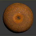Ceramic Vessel With Intricate Carvings Traditional Geometric Patterns And Artistic Scenic Designs