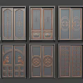 Various Decorative Entry Doors with Glass Panels Metal Frames and Modern Styles 3d model